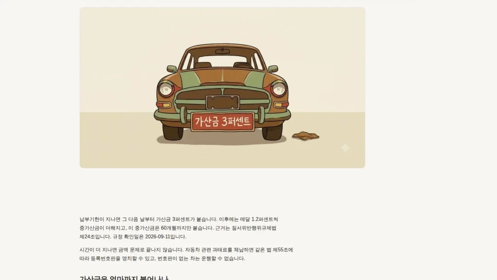 과태료 미납과 체납처분 안내를 보여 주는 벌점과태료 화면