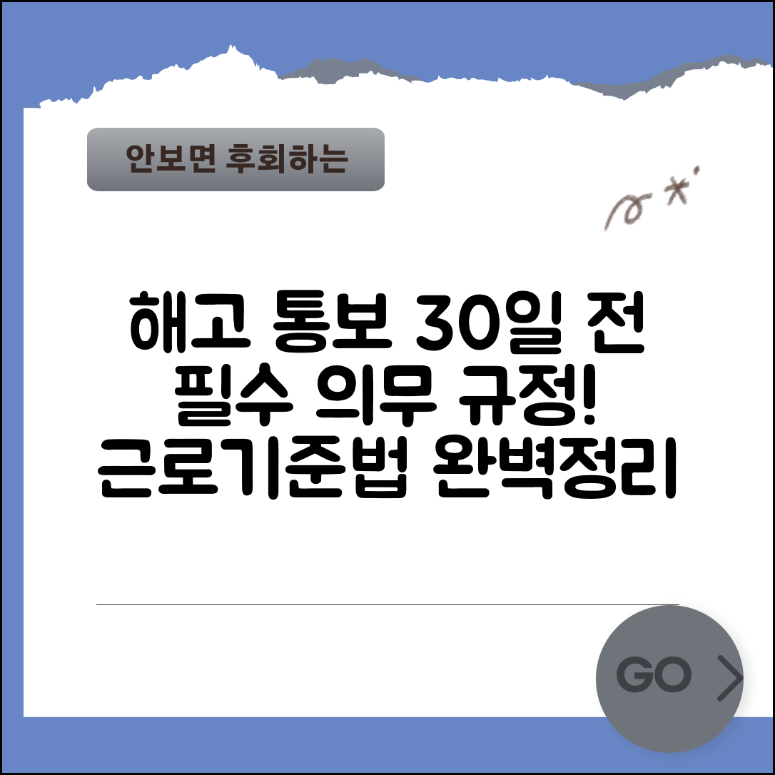 해고통보기간 30일 전 의무 규정 | 근로기준법 해고 통보 기간 완벽 정리